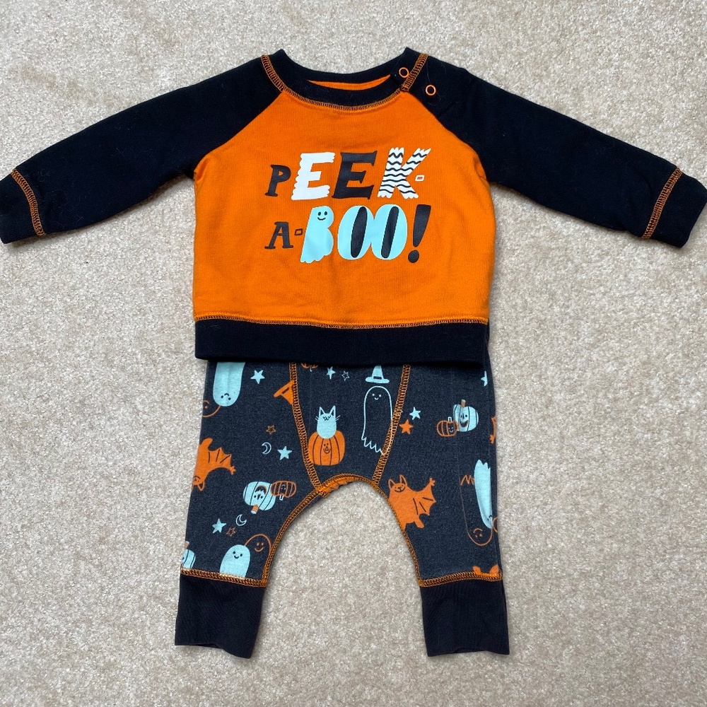 Cat and jack peekaboo Halloween two piece outfit size 3-6 months